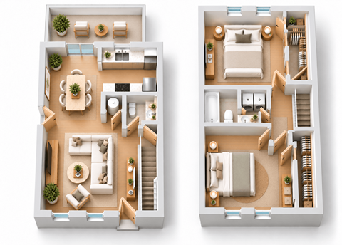 Floor plan for 2 beds, 1.5 baths, 1080 sqft